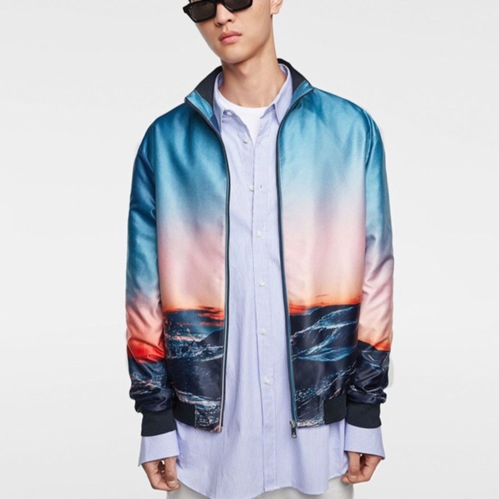 ISO Zara Sunset Print Bomber - Picture 1 of 2
